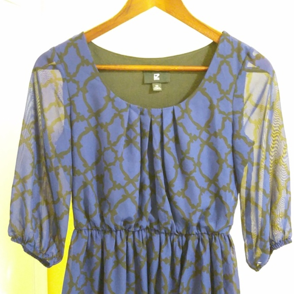 Shift Mini Dress with Chiffon Overlay - Sz‎ XS - Picture 3 of 6